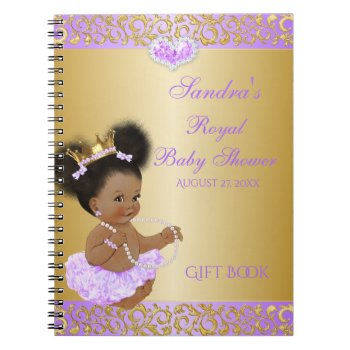 African American Princess Lilac Gold Gift Guest Notebook by nawnibelles at Zazzle