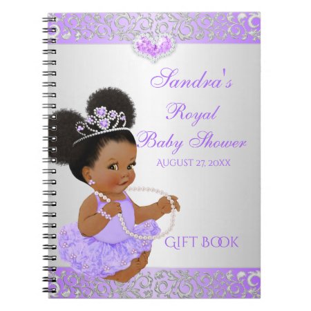 African American Princess Lilac Silver Gift Guest Notebook
