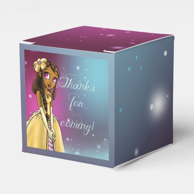African American Princess Lovely Birthday Favor Boxes (Front Side)