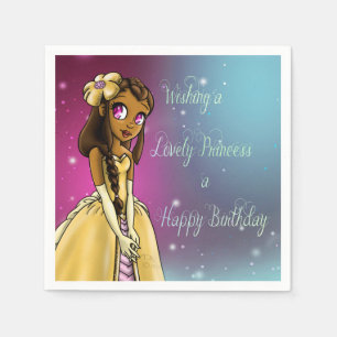 African American Princess Lovely Birthday Napkins