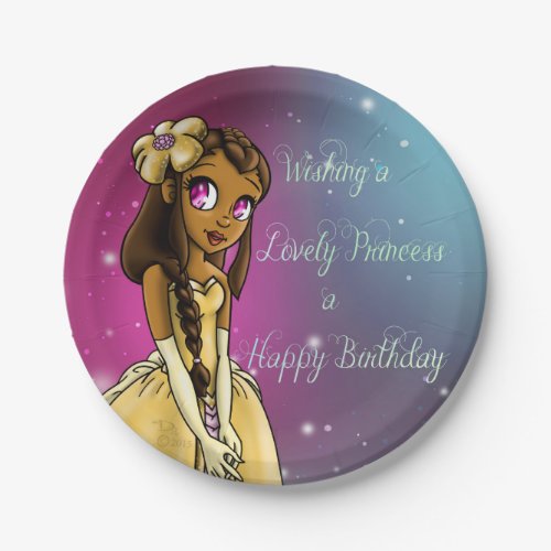 African American Princess Lovely Birthday Paper Plates