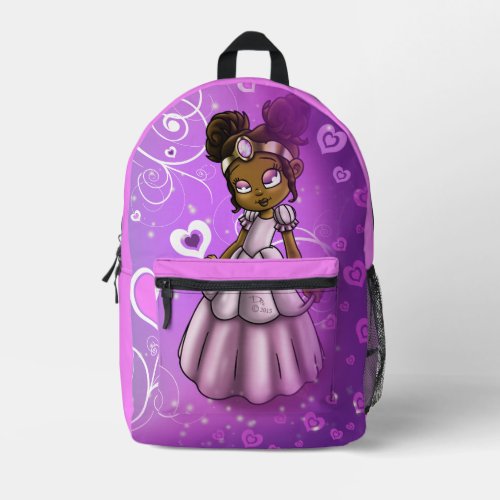 African American Princess on Printed Backpack