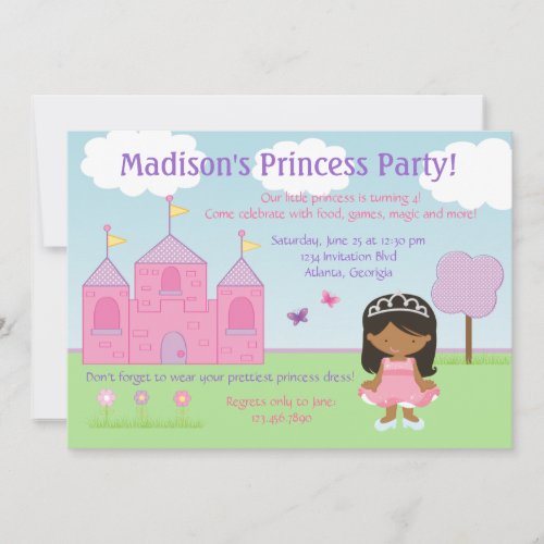 African American Princess Party Invitation