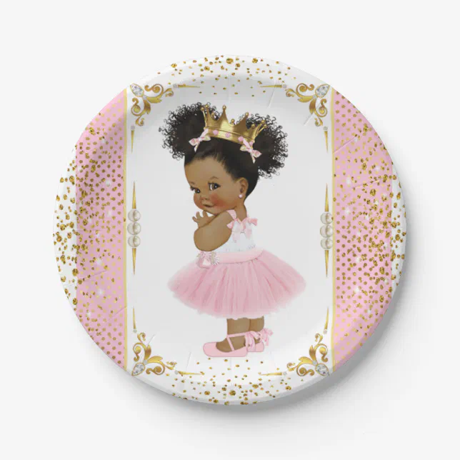African American Princess Party Plate | Zazzle