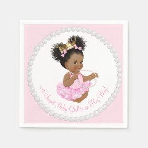 African American Princess Pearl Baby Shower Napkin