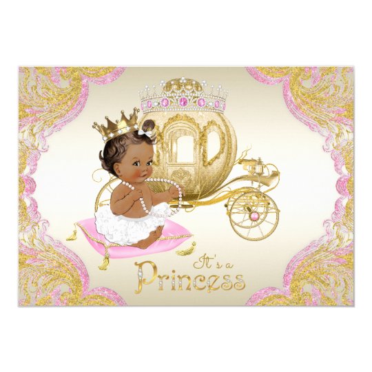 African American Princess Pink Gold Baby Shower Invitation Zazzle Com