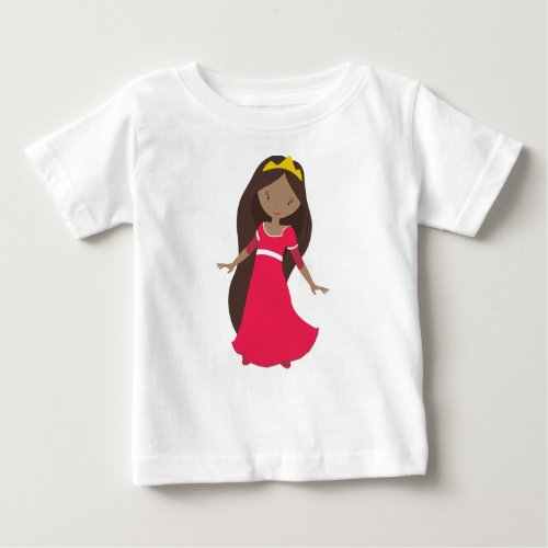 African American Princess Queen Crown Red Dress Baby T_Shirt