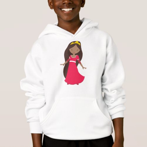 African American Princess Queen Crown Red Dress Hoodie