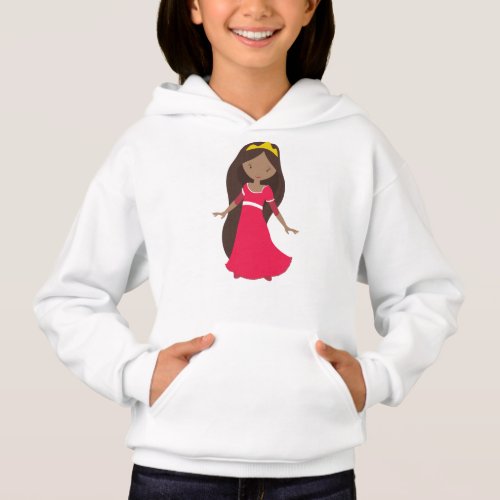 African American Princess Queen Crown Red Dress Hoodie