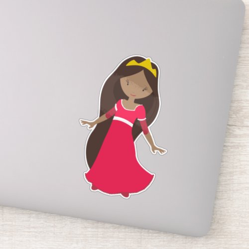 African American Princess Queen Crown Red Dress Sticker