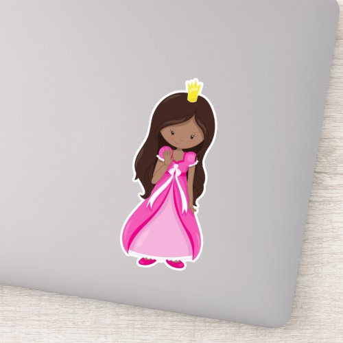 African American Princess Queen Gown Pink Dress Sticker