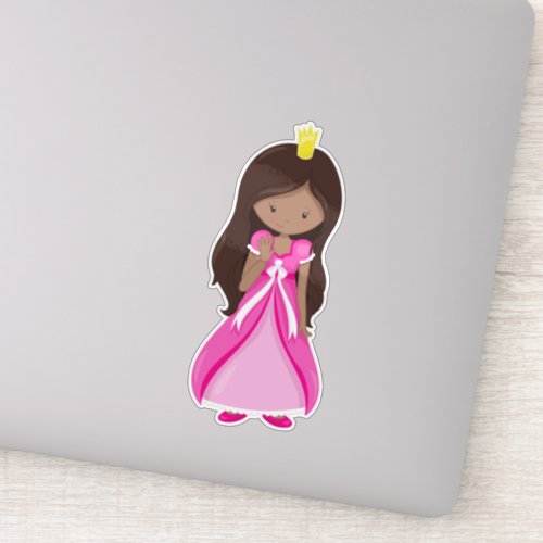 African American Princess Queen Gown Pink Dress Sticker