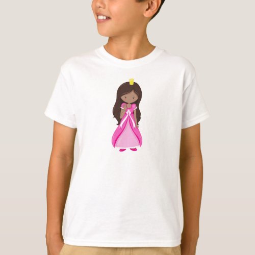 African American Princess Queen Gown Pink Dress T_Shirt