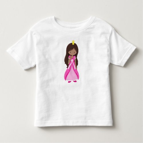 African American Princess Queen Gown Pink Dress Toddler T_shirt