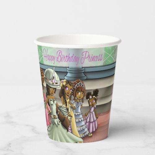 African American Princesses Birthday Paper Cups