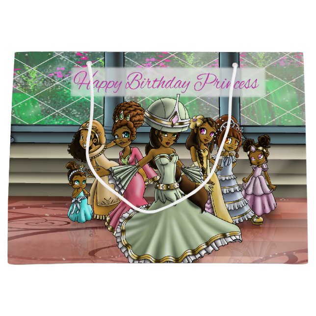 African American Princesses Large Gift Bag (Front)