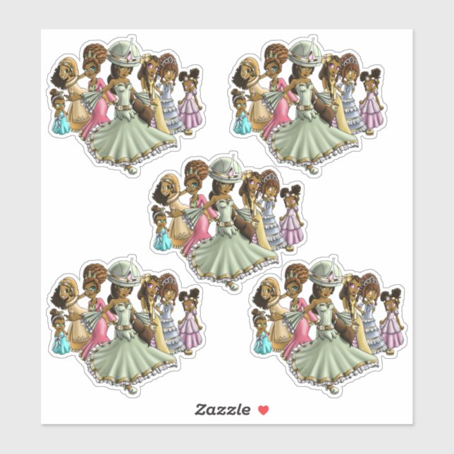 African American Princesses Sticker (Sheet)
