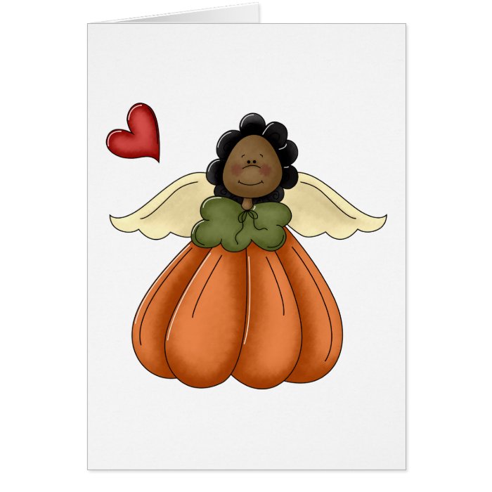 african american pumpkin angel greeting cards