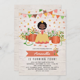 African American Pumpkin Princess Birthday Party Invitation