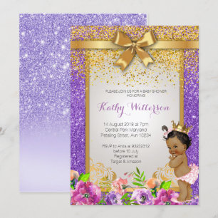 African American Purple Baby Shower Card