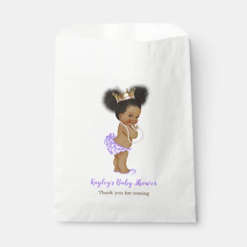 African American Purple Princess Baby Shower Favor Bag