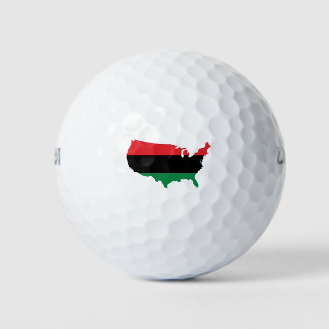 African American _ Red, Black & Green Colors Golf Balls (Front)