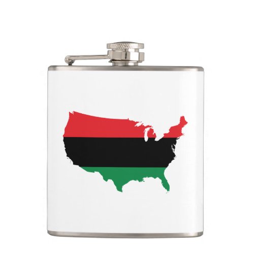 African American _ Red Black  Green Colors Hip Flask