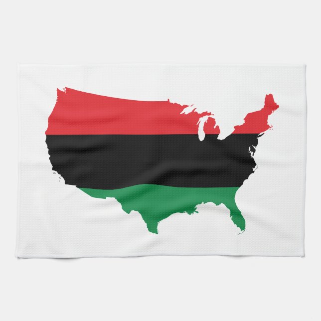 African American _ Red, Black & Green Colors Kitchen Towel (Horizontal)