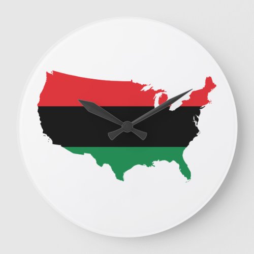 African American _ Red Black  Green Colors Large Clock