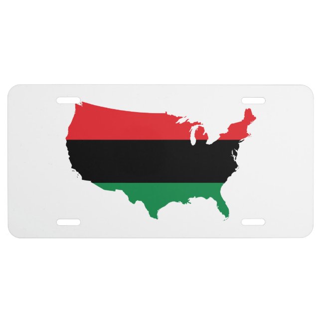 African American _ Red, Black & Green Colors License Plate (Front)