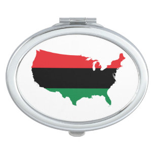 African American _ Red, Black & Green Colors Mirror For Makeup