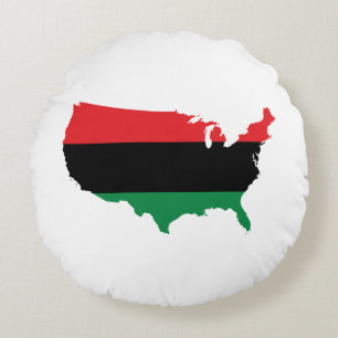 African American _ Red, Black & Green Colors Round Pillow