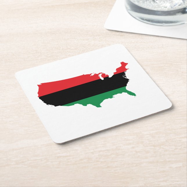 African American _ Red, Black & Green Colors Square Paper Coaster (Angled)