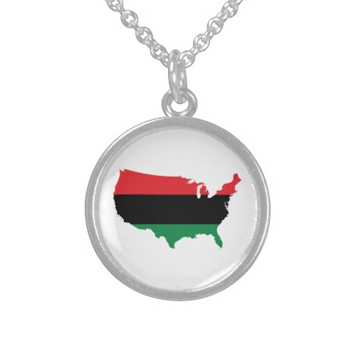 African American _ Red Black  Green Colors Sterling Silver Necklace