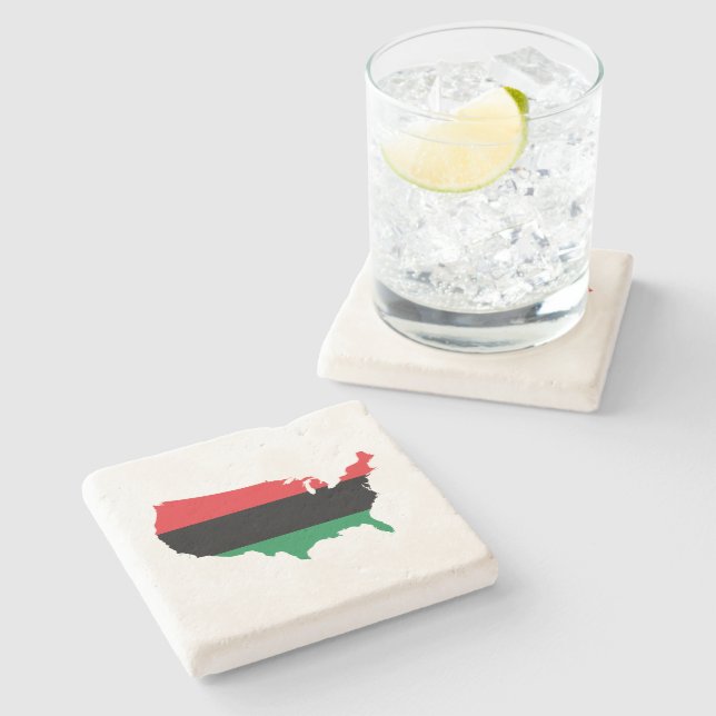 African American _ Red, Black & Green Colors Stone Coaster (Side)
