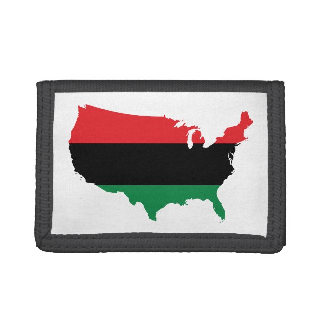 African American _ Red, Black & Green Colors Trifold Wallet (Front)