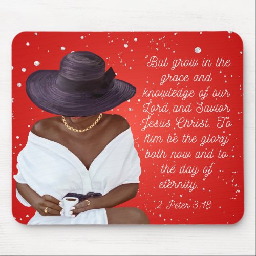 African American Red Diamond Scripture Mouse Pad