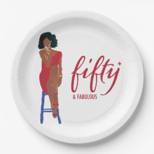 African American Red Dress Diva 50+ & Fabulous Paper Plates