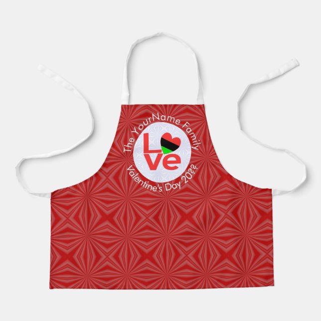 African American Red Letters LOVE Flag Personalize Apron (Front)
