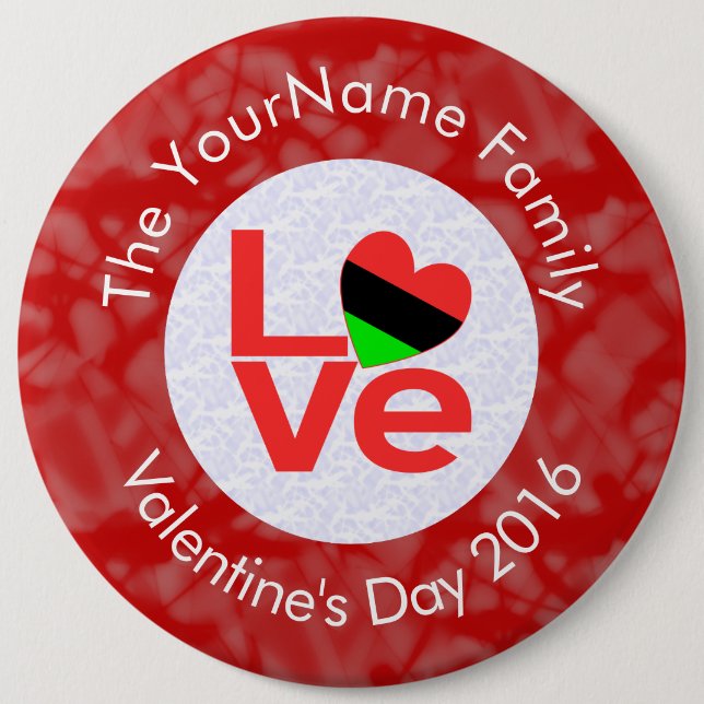 African American Red Letters LOVE Flag Personalize Button (Front)