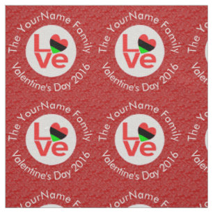 African American Red Letters LOVE Flag Personalize Fabric