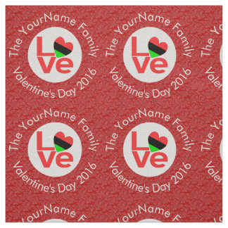 African American Red Letters LOVE Flag Personalize Fabric