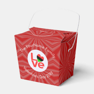 African American Red Letters LOVE Flag Personalize Favor Boxes