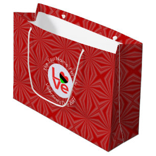African American Red Letters LOVE Flag Personalize Large Gift Bag