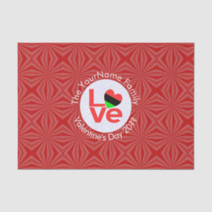 African American Red Letters LOVE Flag Personalize Tissue Paper