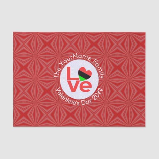 African American Red Letters LOVE Flag Personalize Tissue Paper (Front)