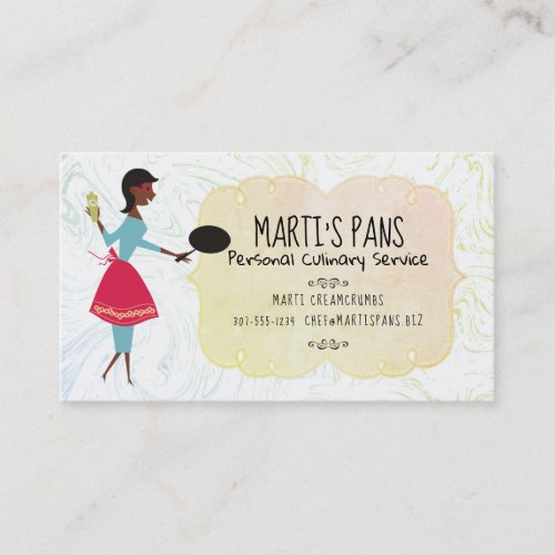 African American retro woman chef business card