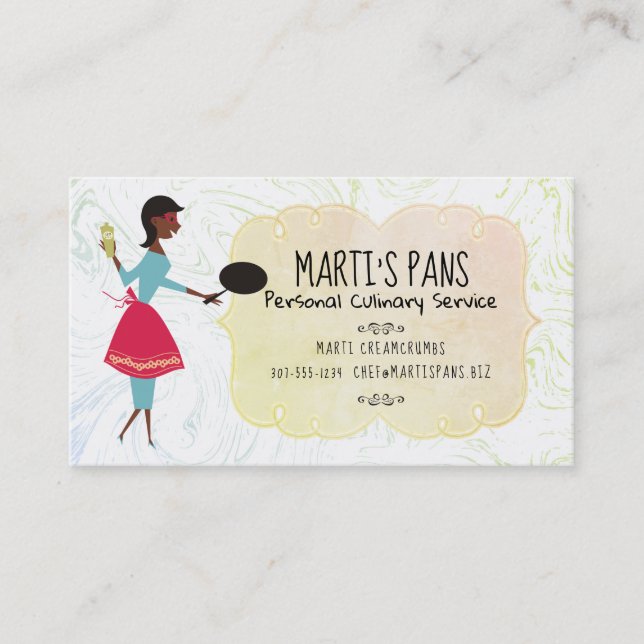 African American retro woman chef business card (Front)