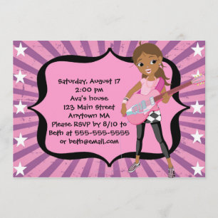 African American Rock Star Birthday Invitation