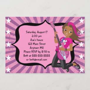 African American Rock Star Birthday Invitation